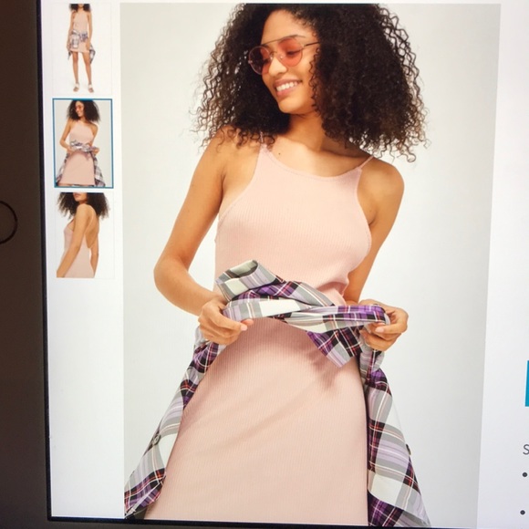 TopShop Scooped Back Blush Cotton Midi Dress NWT - Picture 3 of 8